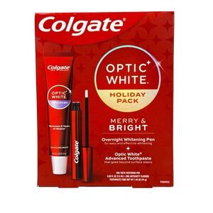 Colgate Optic White Holiday Pack Advanced Toothpaste & Whitening Pen Exp 01/2026